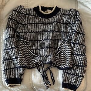 Ulla Johnson Navy and Cream Patterned Sweater